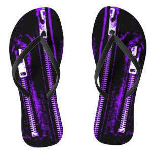 Zips Purple print flip flops