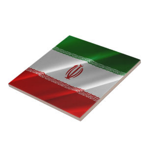 zIR002 Iranian waving FLAG Iran, Ceramic Tile