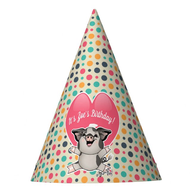 ZivaPig Vintage Dots Party Hat (Front)