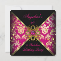 ZIZZAGO DESIGN Fabulous 50 Pink Gold Damask Party