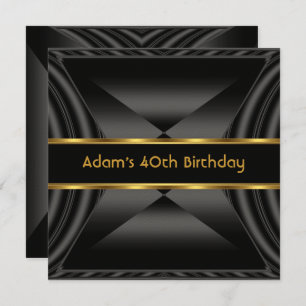 Zizzago Elegant 40th Birthday Party Black Gold Invitation
