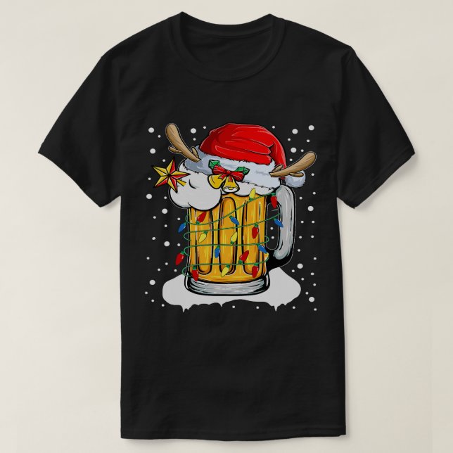 zjbR Beer Mug Reindeer Christmas Party Merry Xmas  T-Shirt (Design Front)