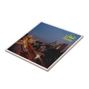 zJO009 AMMAN by night, Jordan, Asia, Ceramic Tile