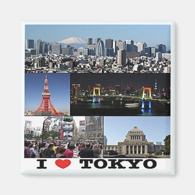 zJP003 i love TOKYO, Japan, Asia, Fridge Magnet (Front)