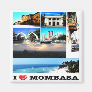zKE014 MOMBASA I Love, Mosaic, Kenya, Fridge Magnet