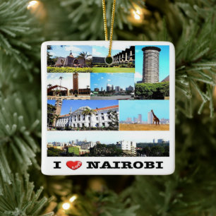 zKE015 NAIROBI Love, Mosaic, Kenya, Africa, Ceramic Ornament