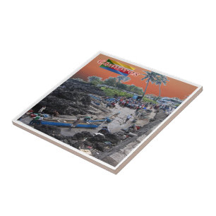 zKM010 COMOROS, Fishermen, Africa, Ceramic Tile