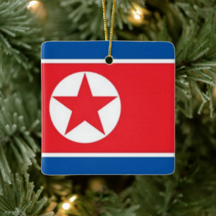 zKP001 North Korean FLAG North Korea, Ceramic Ornament