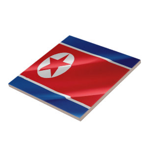 zKP002 North Korean waving FLAG North Korea Ceramic Tile