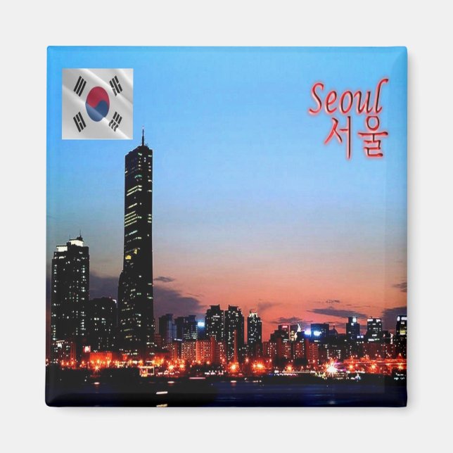 zKR005 SEOUL by night, South Korea, Asia, Fridge Magnet (Front)