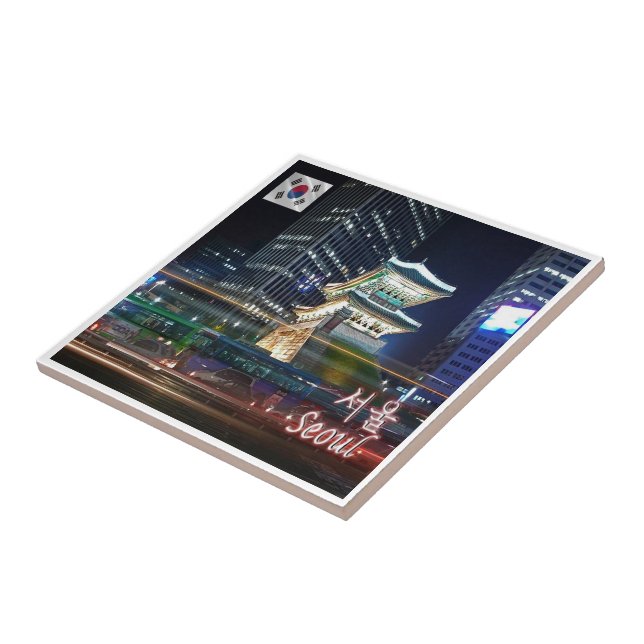 zKR007 NAMDAEMUN at night SEOUL, South Korea,  Ceramic Tile (Side)