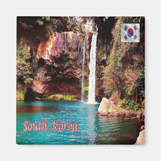 zKR009 Waterfall JEJU ISLAND, South Korea, Fridge Magnet (Front)