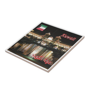 zKW009 AL KUWAIT, city by night view, Asia, Ceramic Tile