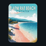 Zlatni Rat Beach Croatia Travel Art Vintage Magnet<br><div class="desc">Zlatni Rat Beach Croatia vector art design. The Zlatni Rat,  often referred to as the Golden Cape or Golden Horn,  is a spit of land west from the harbour town of Bol.</div>