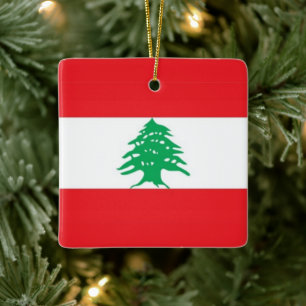 zLB001 Lebanese FLAG Lebanon, Ceramic Ornament
