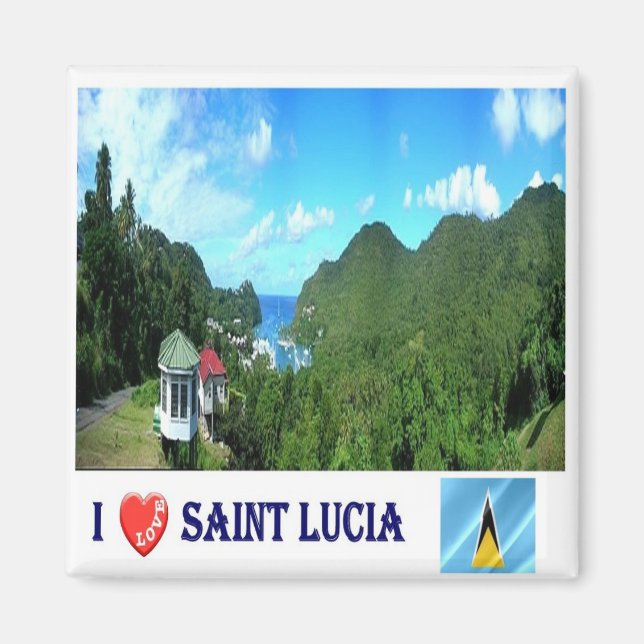 zLC004 SAINT LUCIA I Love, America, Fridge Magnet (Front)