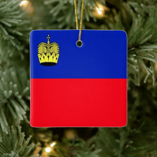 zLI001 FLAG of LIECHTENSTEIN, Ceramic Ornament