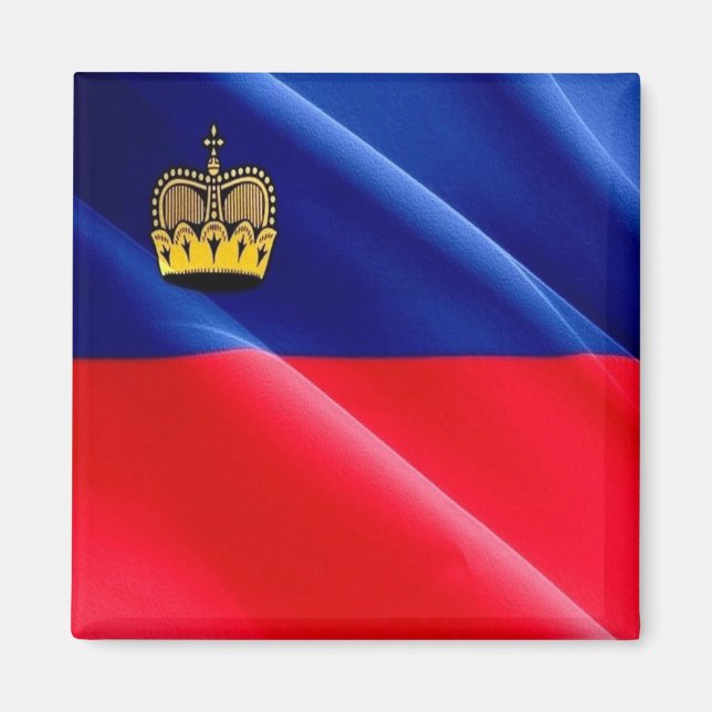zLI002 LIECHTENSTEIN  waving FLAG - Fridge Magnet (Front)