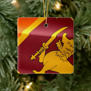 zLK002 waving Sinhalese FLAG Sri Lanka, Ceramic Ornament