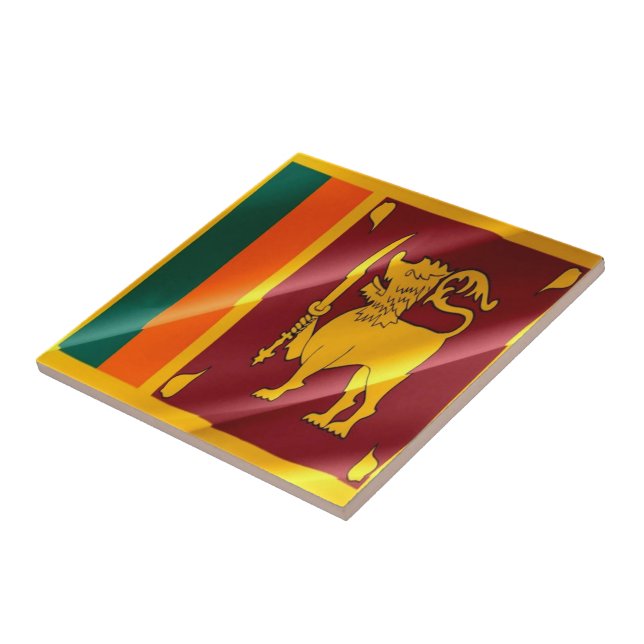 zLK002 waving Sinhalese FLAG Sri Lanka, Ceramic Tile (Side)