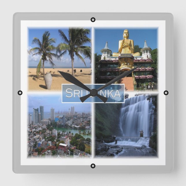 zLK004 SRI LANKA mosaic, Asia, Square Wall Clock (Front)