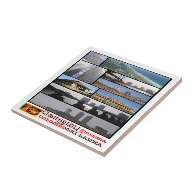 zLK012 COLOMBO collage, Sri Lanka, Asia, Ceramic Tile (Side)