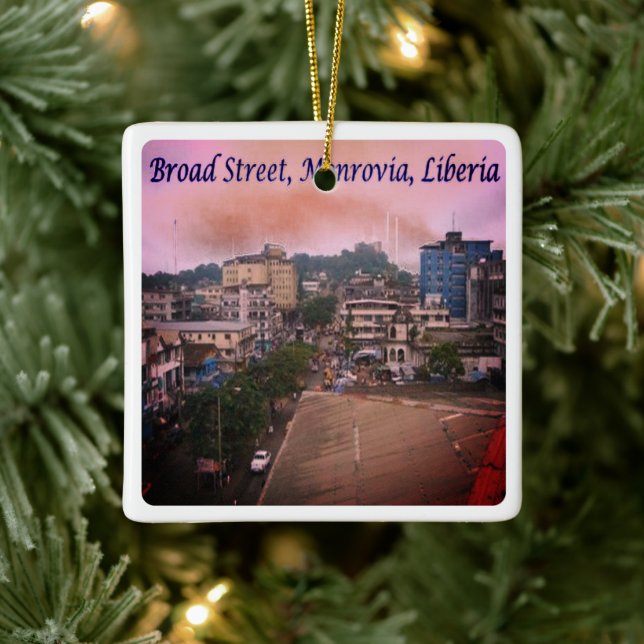 zLR007 MONROVIA, Broad Street, Liberia, Ceramic Ornament (Tree)