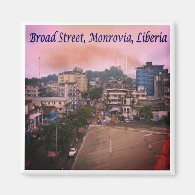 zLR007 MONROVIA, Broad Street, Liberia, Fridge Magnet (Front)