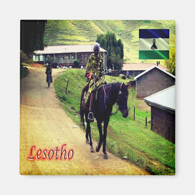 zLS003 LESOTHO, Basotho Blanket, Africa, Fridge Magnet (Front)