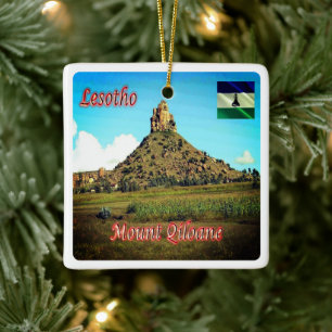zLS011 MOUNT QILOANE, Lesotho, Africa, Ceramic Ornament