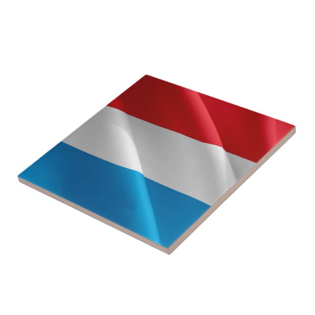 zLU002  LUXEMBOURG waving FLAG, Ceramic Tile (Side)