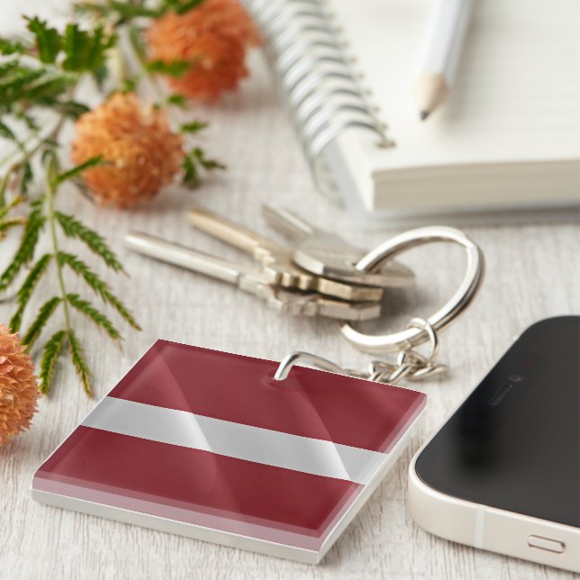 zLV002 LATVIA waving FLAG, Keychain (Front Right)