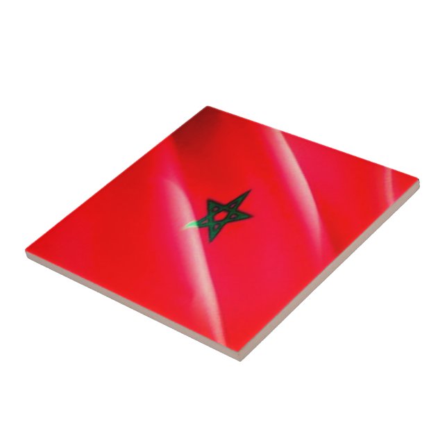 zMA002 MOROCCO, Waving Flag, Africa, Ceramic Tile (Side)