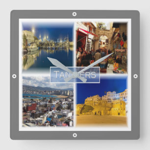 zMA012 TANGIERS, Mosaic, Morocco, Africa, Square Wall Clock