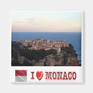 zMC024 VILLE MONACO wiew and "I LOVE", Fridge Magnet