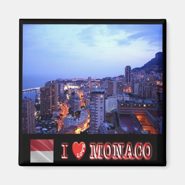 zMC031 MONACO "I Love", Fridge Magnet (Front)