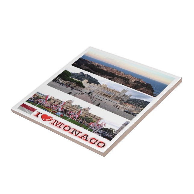 zMC034 MONACO collage "I Love", Ceramic Tile (Side)