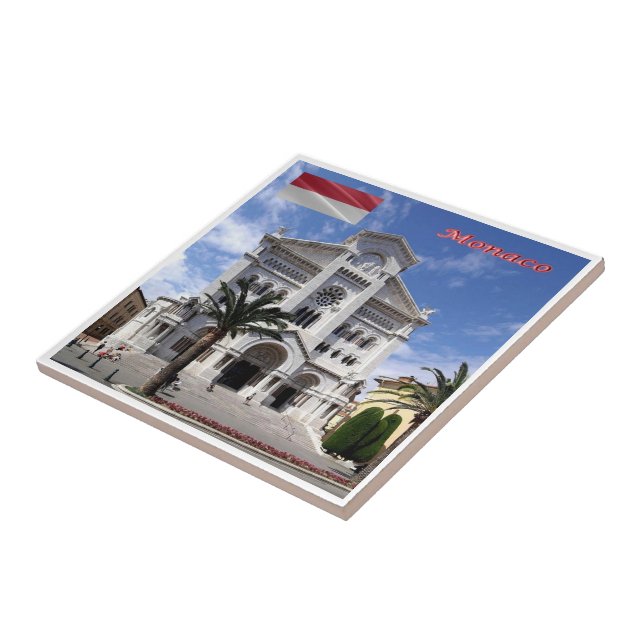 ZMC038 MONACO, Cathedral Notre-Dame-Immacu Ceramic Tile (Side)