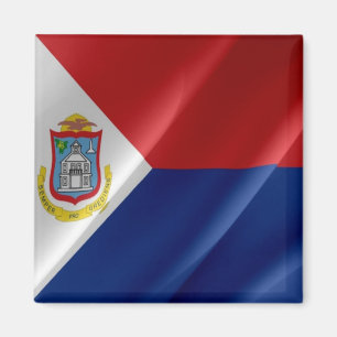 zMF002 SAINT MARTIN, Waving Flag, America, Fridge Magnet
