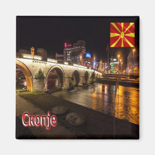 zMK006 SKOPJE bridge river Vardar, Fridge Magnet