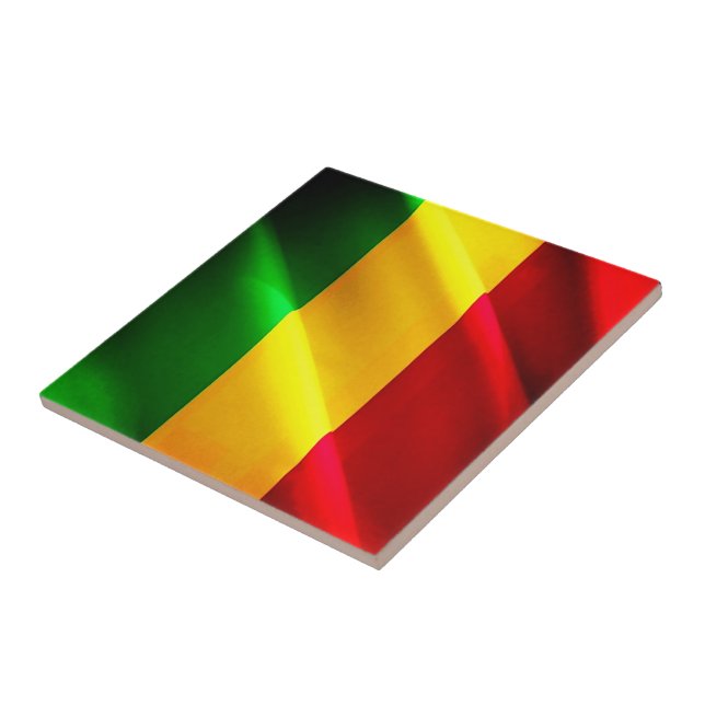 zML002 MALI, Waving Flag, Africa, Ceramic Tile (Side)