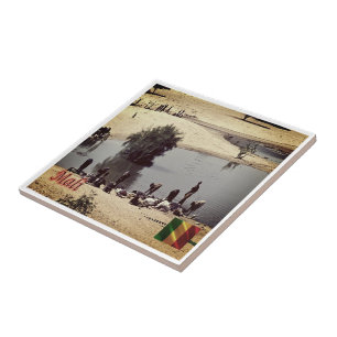 zML010 MALI, Panorama, Africa, Ceramic Tile