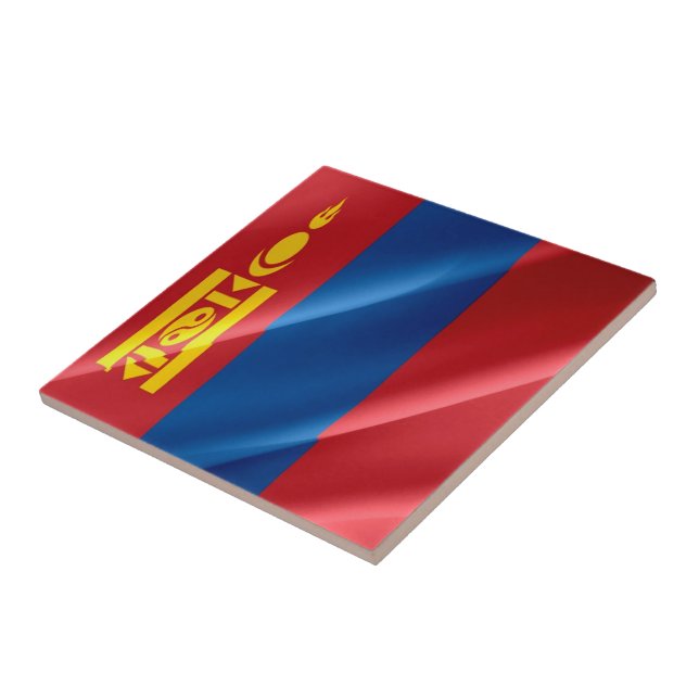 zMN002 waving Mongolian FLAG Mongolia,  Ceramic Tile (Side)