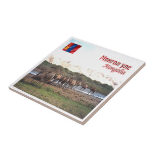 zMN008 KHONGORYN ELS CAMELS, Mongolia, Ceramic Tile