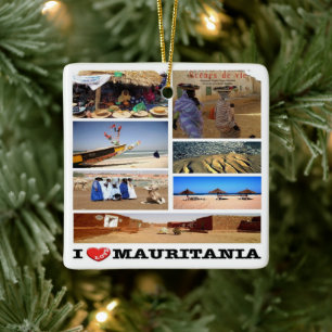 zMR013 MAURITANIA I Love, Mosaic, Africa, Ceramic Ornament