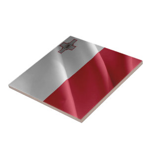 zMT002 MALTESE waving FLAG Malta, Ceramic Tile