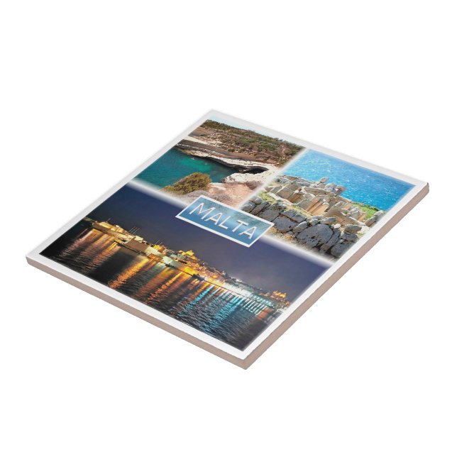 zMT003 PETER D POOL MNAJDRA BY NIGHT Malta, Ceramic Tile (Side)