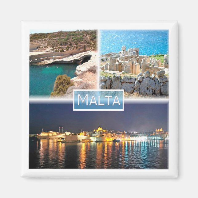 zMT003 PETER D POOL MNAJDRA BY NIGHT Malta, Fridge Magnet (Front)
