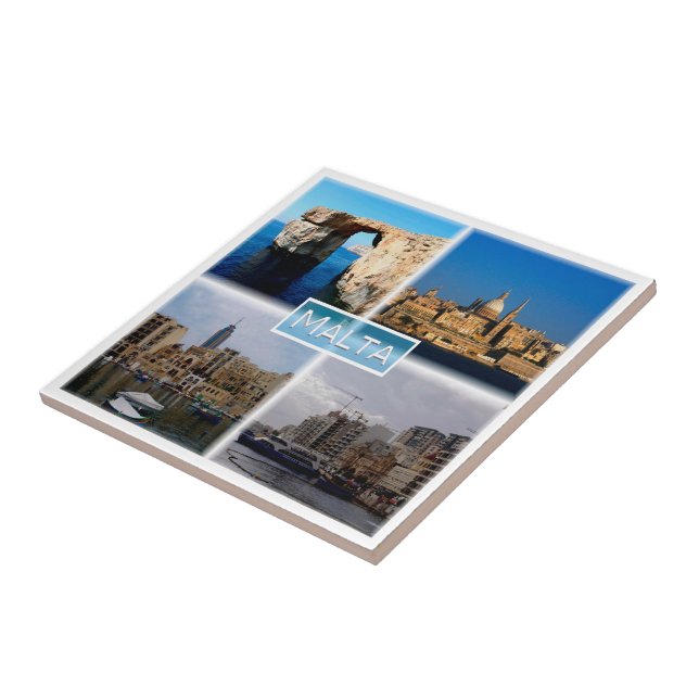 zMT004 LA VALLETTA SKYLINE, Malta, Ceramic Tile (Side)
