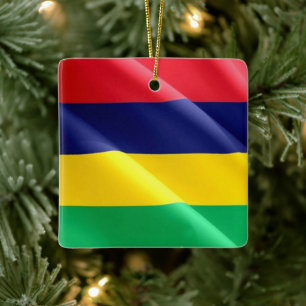 zMU002 MAURITIUS, Waving Flag, Africa, Ceramic Ornament